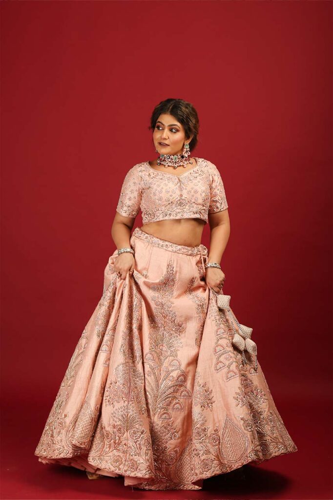 Pastel lehenga for pre-wedding shoot